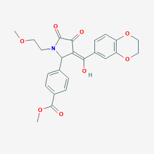 molecular formula C24H23NO8 B263688 methyl 4-[(3E)-3-[2,3-dihydro-1,4-benzodioxin-6-yl(hydroxy)methylidene]-1-(2-methoxyethyl)-4,5-dioxopyrrolidin-2-yl]benzoate 