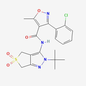 molecular formula C20H21ClN4O4S B2636880 N-(2-(叔丁基)-5,5-二氧化-4,6-二氢-2H-噻吩并[3,4-c]吡唑-3-基)-3-(2-氯苯基)-5-甲基异恶唑-4-甲酰胺 CAS No. 449784-87-6