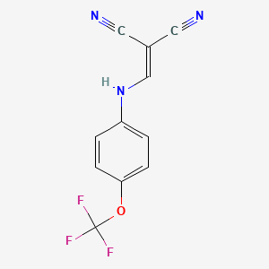 molecular formula C11H6F3N3O B2636888 (((4-(Trifluoromethoxy)phenyl)amino)methylene)methane-1,1-dicarbonitrile CAS No. 934094-30-1