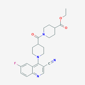 molecular formula C24H27FN4O3 B2636894 Ethyl 1-[1-(3-cyano-6-fluoroquinolin-4-yl)piperidine-4-carbonyl]piperidine-4-carboxylate CAS No. 1189431-92-2