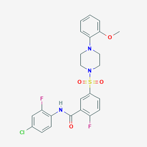 N-(4-chloro-2-fluorophenyl)-2-fluoro-5-((4-(2-methoxyphenyl)piperazin-1-yl)sulfonyl)benzamide