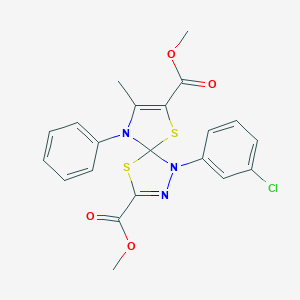 molecular formula C21H18ClN3O4S2 B263692 Dimethyl 1-(3-chlorophenyl)-8-methyl-9-phenyl-4,6-dithia-1,2,9-triazaspiro[4.4]nona-2,7-diene-3,7-dicarboxylate 