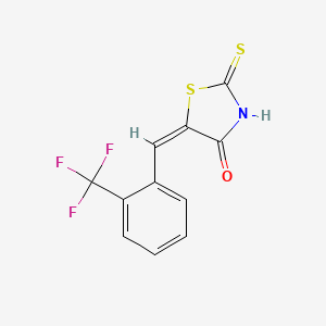 molecular formula C11H6F3NOS2 B2636924 (5E)-2-mercapto-5-[2-(trifluoromethyl)benzylidene]-1,3-thiazol-4(5H)-one CAS No. 153568-04-8