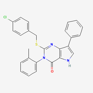 molecular formula C26H20ClN3OS B2636927 2-((4-chlorobenzyl)thio)-7-phenyl-3-(o-tolyl)-3H-pyrrolo[3,2-d]pyrimidin-4(5H)-one CAS No. 2034582-56-2