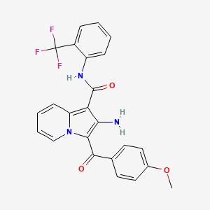 molecular formula C24H18F3N3O3 B2636951 2-amino-3-(4-methoxybenzoyl)-N-(2-(trifluoromethyl)phenyl)indolizine-1-carboxamide CAS No. 903281-22-1
