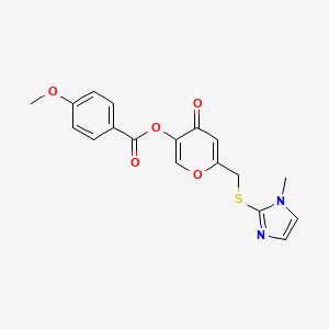 molecular formula C18H16N2O5S B2636954 6-(((1-methyl-1H-imidazol-2-yl)thio)methyl)-4-oxo-4H-pyran-3-yl 4-methoxybenzoate CAS No. 896307-56-5