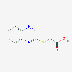 molecular formula C11H10N2O2S B2636956 2-(2-Quinoxalinylthio)propanoic acid CAS No. 187028-75-7