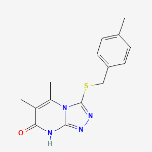 molecular formula C15H16N4OS B2636961 5,6-dimethyl-3-((4-methylbenzyl)thio)-[1,2,4]triazolo[4,3-a]pyrimidin-7(8H)-one CAS No. 891132-94-8