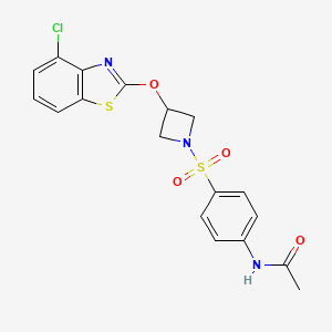 molecular formula C18H16ClN3O4S2 B2636967 N-(4-((3-((4-氯苯并[d]噻唑-2-基)氧基)氮杂环丁-1-基)磺酰基)苯基)乙酰胺 CAS No. 1396626-60-0