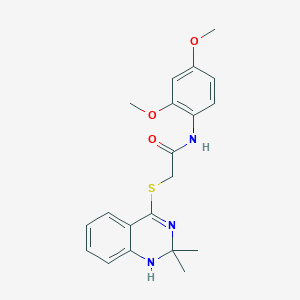 molecular formula C20H23N3O3S B2636971 N-(2,4-dimethoxyphenyl)-2-[(2,2-dimethyl-1,2-dihydroquinazolin-4-yl)sulfanyl]acetamide CAS No. 894876-27-8