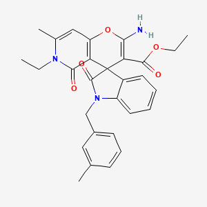Ethyl 2'-amino-6'-ethyl-7'-methyl-1-(3-methylbenzyl)-2,5'-dioxo-5',6'-dihydrospiro[indoline-3,4'-pyrano[3,2-c]pyridine]-3'-carboxylate