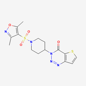 molecular formula C15H17N5O4S2 B2636988 3-(1-((3,5-dimethylisoxazol-4-yl)sulfonyl)piperidin-4-yl)thieno[3,2-d][1,2,3]triazin-4(3H)-one CAS No. 2034381-79-6