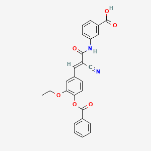 molecular formula C26H20N2O6 B2637009 3-[[(E)-3-(4-benzoyloxy-3-ethoxyphenyl)-2-cyanoprop-2-enoyl]amino]benzoic acid CAS No. 380475-39-8