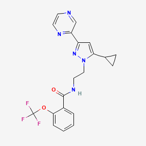 molecular formula C20H18F3N5O2 B2637018 N-(2-(5-环丙基-3-(吡嗪-2-基)-1H-吡唑-1-基)乙基)-2-(三氟甲氧基)苯甲酰胺 CAS No. 2034601-61-9