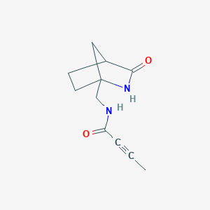 molecular formula C11H14N2O2 B2637030 N-[(3-Oxo-2-azabicyclo[2.2.1]heptan-1-yl)methyl]but-2-ynamide CAS No. 2411226-64-5