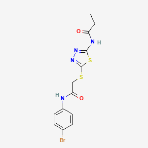N-(5-((2-((4-bromophenyl)amino)-2-oxoethyl)thio)-1,3,4-thiadiazol-2-yl)propionamide