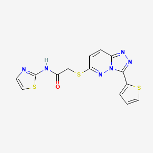 molecular formula C14H10N6OS3 B2637041 N-(1,3-thiazol-2-yl)-2-[(3-thiophen-2-yl-[1,2,4]triazolo[4,3-b]pyridazin-6-yl)sulfanyl]acetamide CAS No. 868966-82-9