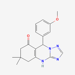 molecular formula C18H20N4O2 B2637049 9-(3-甲氧基苯基)-6,6-二甲基-5,6,7,9-四氢-[1,2,4]三唑并[5,1-b]喹唑啉-8(4H)-酮 CAS No. 537002-23-6