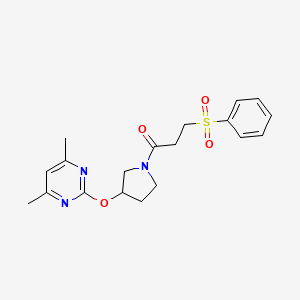 1-(3-((4,6-Dimethylpyrimidin-2-yl)oxy)pyrrolidin-1-yl)-3-(phenylsulfonyl)propan-1-one