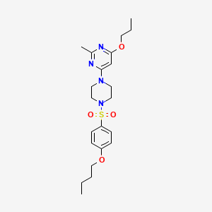 molecular formula C22H32N4O4S B2637066 4-(4-((4-丁氧苯基)磺酰基)哌嗪-1-基)-2-甲基-6-丙氧嘧啶 CAS No. 946354-23-0