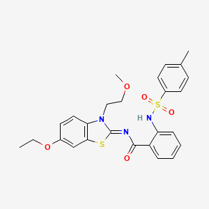N-[6-ethoxy-3-(2-methoxyethyl)-1,3-benzothiazol-2-ylidene]-2-[(4-methylphenyl)sulfonylamino]benzamide
