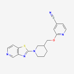 molecular formula C18H17N5OS B2637078 2-[[1-([1,3]噻唑并[4,5-c]吡啶-2-基)哌啶-3-基]甲氧基]吡啶-4-腈 CAS No. 2380178-02-7