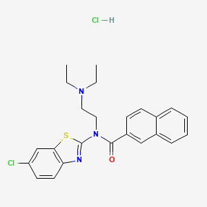 molecular formula C24H25Cl2N3OS B2637081 N-(6-氯苯并[d]噻唑-2-基)-N-(2-(二乙氨基)乙基)-2-萘酰胺盐酸盐 CAS No. 1321667-00-8