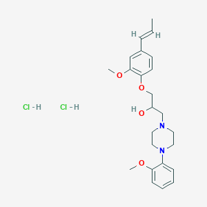 molecular formula C24H34Cl2N2O4 B2637099 (E)-1-(2-methoxy-4-(prop-1-en-1-yl)phenoxy)-3-(4-(2-methoxyphenyl)piperazin-1-yl)propan-2-ol dihydrochloride CAS No. 1331390-53-4