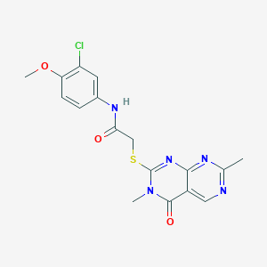 molecular formula C17H16ClN5O3S B2637111 N-(3-chloro-4-methoxyphenyl)-2-((3,7-dimethyl-4-oxo-3,4-dihydropyrimido[4,5-d]pyrimidin-2-yl)thio)acetamide CAS No. 1286696-79-4