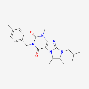 molecular formula C22H27N5O2 B2637113 8-isobutyl-1,6,7-trimethyl-3-(4-methylbenzyl)-1H-imidazo[2,1-f]purine-2,4(3H,8H)-dione CAS No. 938915-77-6