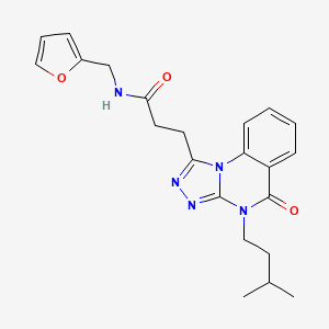 molecular formula C22H25N5O3 B2637115 N-(2-furylmethyl)-3-[4-(3-methylbutyl)-5-oxo-4,5-dihydro[1,2,4]triazolo[4,3-a]quinazolin-1-yl]propanamide CAS No. 902929-99-1
