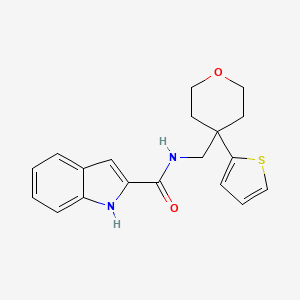 molecular formula C19H20N2O2S B2637118 N-((4-(thiophen-2-yl)tetrahydro-2H-pyran-4-yl)methyl)-1H-indole-2-carboxamide CAS No. 1324548-26-6
