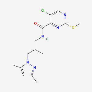 molecular formula C15H20ClN5OS B2637123 5-chloro-N-[3-(3,5-dimethyl-1H-pyrazol-1-yl)-2-methylpropyl]-2-(methylsulfanyl)pyrimidine-4-carboxamide CAS No. 1241284-94-5