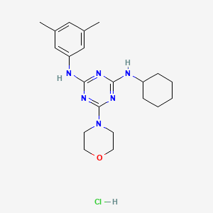 molecular formula C21H31ClN6O B2637128 N2-cyclohexyl-N4-(3,5-dimethylphenyl)-6-morpholino-1,3,5-triazine-2,4-diamine hydrochloride CAS No. 1179496-95-7