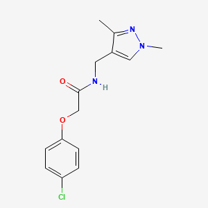 molecular formula C14H16ClN3O2 B2637130 2-(4-chlorophenoxy)-N-((1,3-dimethyl-1H-pyrazol-4-yl)methyl)acetamide CAS No. 1052642-87-1