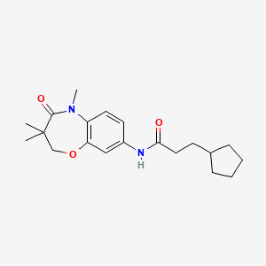 molecular formula C20H28N2O3 B2637135 3-cyclopentyl-N-(3,3,5-trimethyl-4-oxo-2,3,4,5-tetrahydrobenzo[b][1,4]oxazepin-8-yl)propanamide CAS No. 921813-33-4