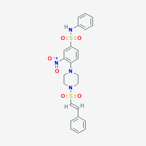 molecular formula C24H24N4O6S2 B2637146 3-nitro-N-phenyl-4-[4-[(E)-2-phenylethenyl]sulfonylpiperazin-1-yl]benzenesulfonamide CAS No. 743444-17-9