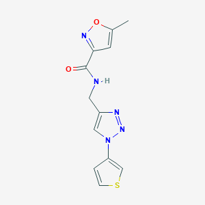 molecular formula C12H11N5O2S B2637149 5-methyl-N-((1-(thiophen-3-yl)-1H-1,2,3-triazol-4-yl)methyl)isoxazole-3-carboxamide CAS No. 2034584-27-3