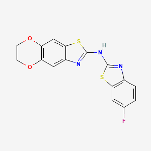 molecular formula C16H10FN3O2S2 B2637150 N-(6-氟-1,3-苯并噻唑-2-基)-6,7-二氢-[1,4]二氧杂环[2,3-f][1,3]苯并噻唑-2-胺 CAS No. 862976-95-2