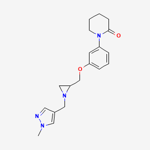 molecular formula C19H24N4O2 B2637152 1-[3-[[1-[(1-Methylpyrazol-4-yl)methyl]aziridin-2-yl]methoxy]phenyl]piperidin-2-one CAS No. 2418714-68-6