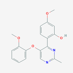 molecular formula C19H18N2O4 B2637163 5-Methoxy-2-(5-(2-methoxyphenoxy)-2-methylpyrimidin-4-yl)phenol CAS No. 896071-35-5