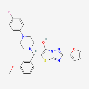 molecular formula C26H24FN5O3S B2637164 5-((4-(4-Fluorophenyl)piperazin-1-yl)(3-methoxyphenyl)methyl)-2-(furan-2-yl)thiazolo[3,2-b][1,2,4]triazol-6-ol CAS No. 887222-66-4