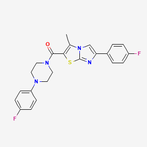 molecular formula C23H20F2N4OS B2637170 (6-(4-Fluorophenyl)-3-methylimidazo[2,1-b]thiazol-2-yl)(4-(4-fluorophenyl)piperazin-1-yl)methanone CAS No. 852133-89-2