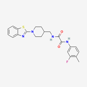 molecular formula C22H23FN4O2S B2637174 N1-((1-(benzo[d]thiazol-2-yl)piperidin-4-yl)methyl)-N2-(3-fluoro-4-methylphenyl)oxalamide CAS No. 1797171-69-7