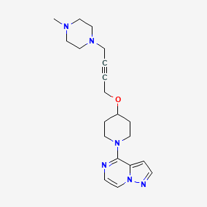 molecular formula C20H28N6O B2637179 4-[4-[4-(4-Methylpiperazin-1-yl)but-2-ynoxy]piperidin-1-yl]pyrazolo[1,5-a]pyrazine CAS No. 2415514-04-2