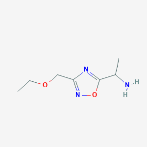 molecular formula C7H13N3O2 B2637184 1-[3-(Ethoxymethyl)-1,2,4-oxadiazol-5-yl]ethan-1-amine CAS No. 1480633-51-9