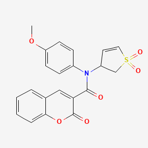 molecular formula C21H17NO6S B2637204 N-(1,1-dioxido-2,3-dihydrothiophen-3-yl)-N-(4-methoxyphenyl)-2-oxo-2H-chromene-3-carboxamide CAS No. 863023-12-5
