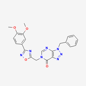 molecular formula C22H19N7O4 B2637208 3-benzyl-6-((3-(3,4-dimethoxyphenyl)-1,2,4-oxadiazol-5-yl)methyl)-3H-[1,2,3]triazolo[4,5-d]pyrimidin-7(6H)-one CAS No. 1242996-12-8