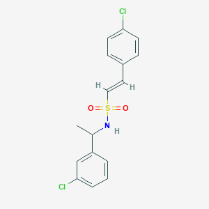 molecular formula C16H15Cl2NO2S B2637215 (E)-2-(4-氯苯基)-N-[1-(3-氯苯基)乙基]乙烯磺酰胺 CAS No. 1089603-03-1