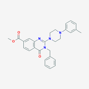 molecular formula C28H28N4O3 B2637217 Methyl 3-benzyl-2-[4-(3-methylphenyl)piperazin-1-yl]-4-oxo-3,4-dihydroquinazoline-7-carboxylate CAS No. 1112339-77-1